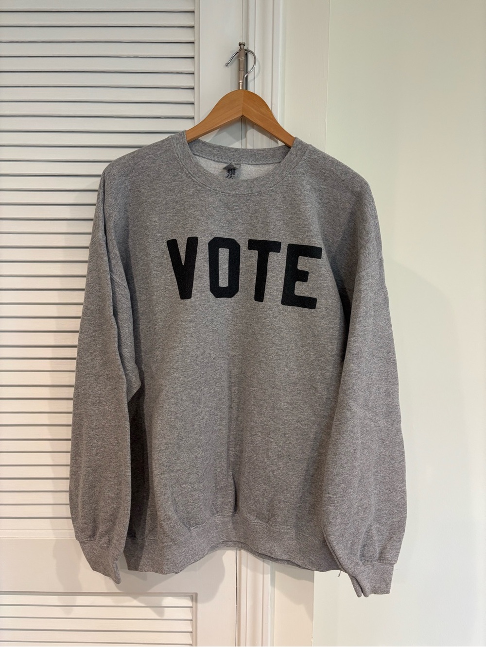 Gildan Gray Crewneck Sweatshirt with Black VOTE Lettering